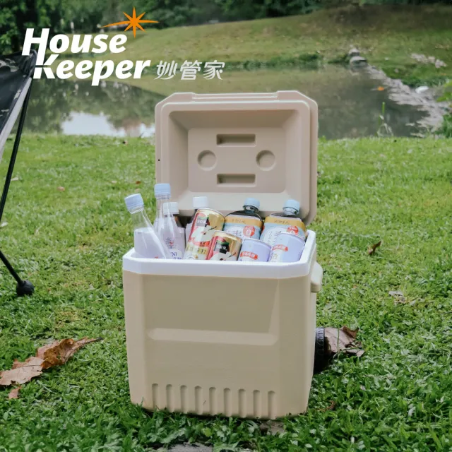 【妙管家】伸縮拉桿式拖輪保冷冰桶18L HKI-018(戶外露營野餐發泡保冷箱 釣魚冰箱 烤肉冰桶)
