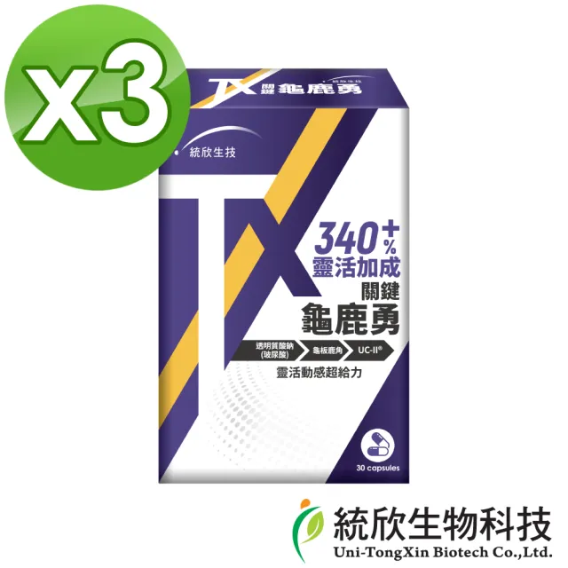 【統欣生技】TX-關鍵勇-足量UCII玻尿酸添加 3入組(30粒/入)