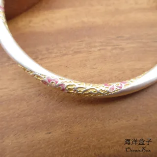 【海洋盒子】28g。花影流金-古法S999純銀手工雕花手鐲手環.附贈禮盒