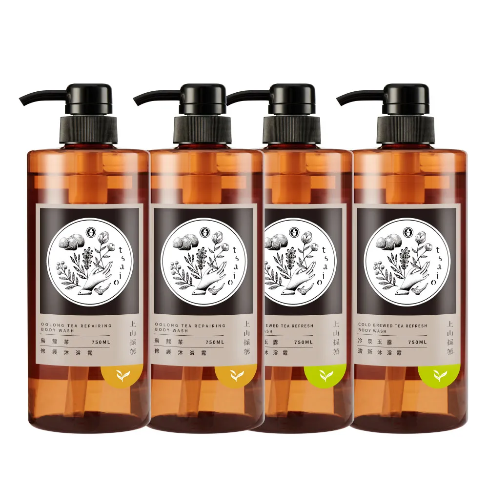 【tsaio 上山採藥】4入組-momo獨家大容量★台灣茶沐浴750ml(任選/冷泉玉露/烏龍茶沐浴乳)
