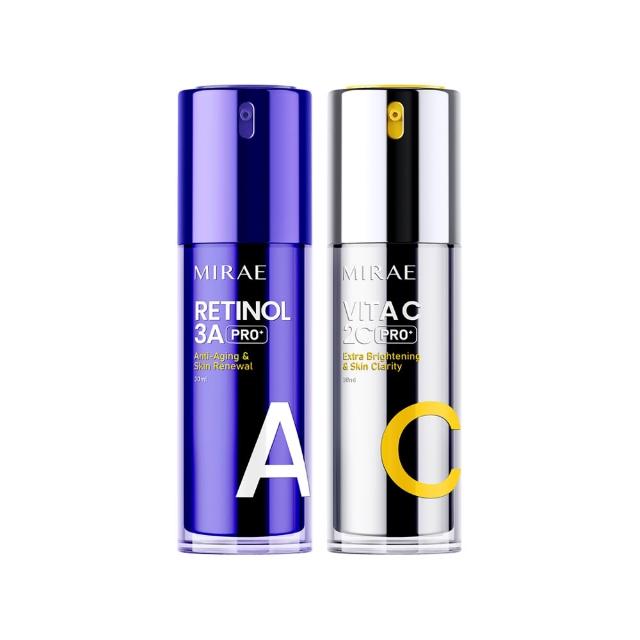 【MIRAE 未來美】PRO+早C晚A★(3A A醇煥膚緊緻精華+2C 維他命C美白淡斑精華)