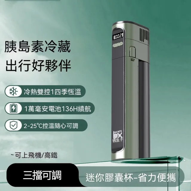 【RTAKO】便攜式胰島素冷藏盒 藥品冷藏杯 充電式保冷杯(冷熱雙控 附雙電池 可上飛機 附杯套 外出旅行適用)