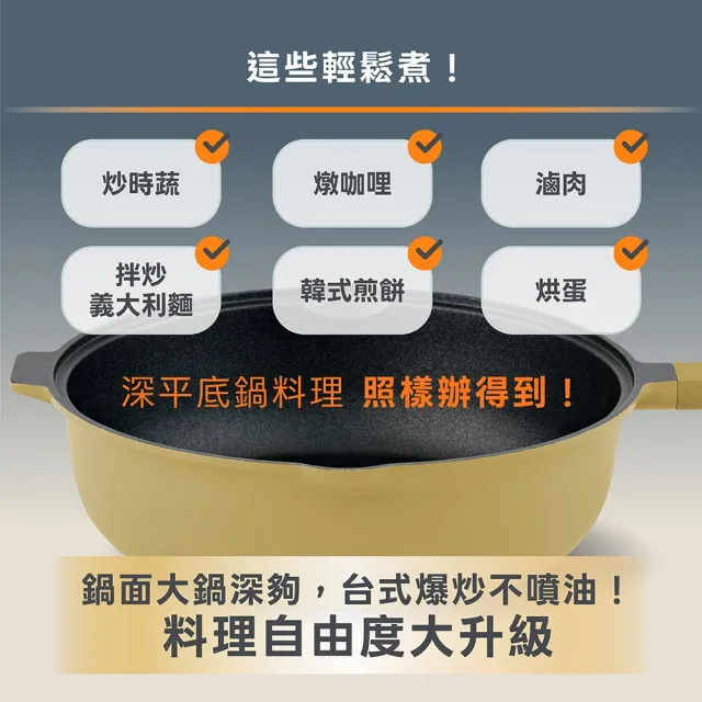 【WOKY 沃廚】哈哈鍋3.0 不沾深煎鍋26cm(含玻璃鍋蓋)