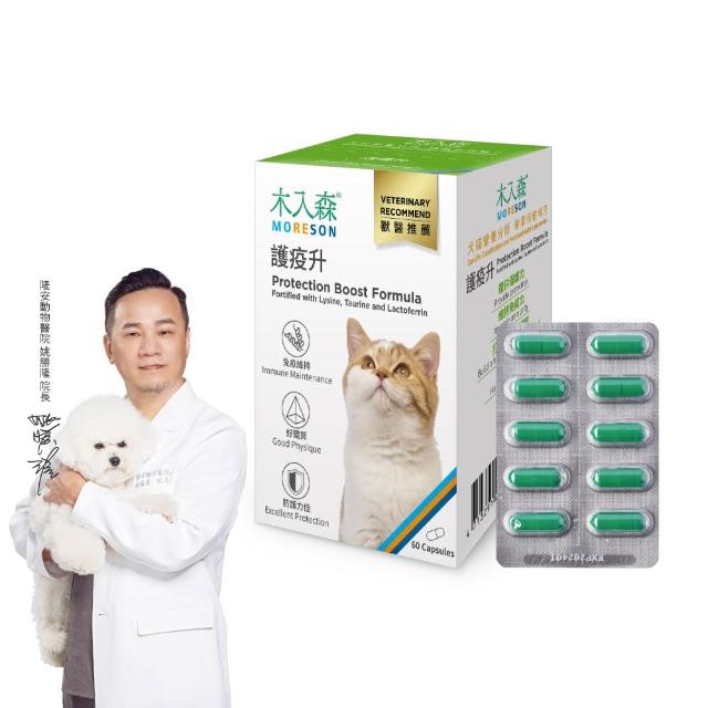 【MORESON 木入森】貓咪護疫升 60顆(貓咪免疫力保健食品 離胺酸 牛磺酸 蝦紅素 適合老貓 挑食貓)