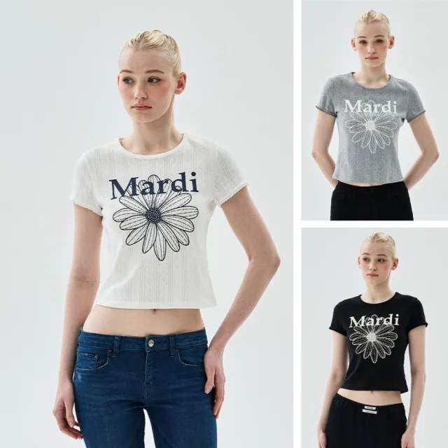 【MARDI MERCREDI】印花短TEE 經典小雛菊 鏤空刺繡 修身 SLIM FIT TOP EYELET FLOWERMARDI