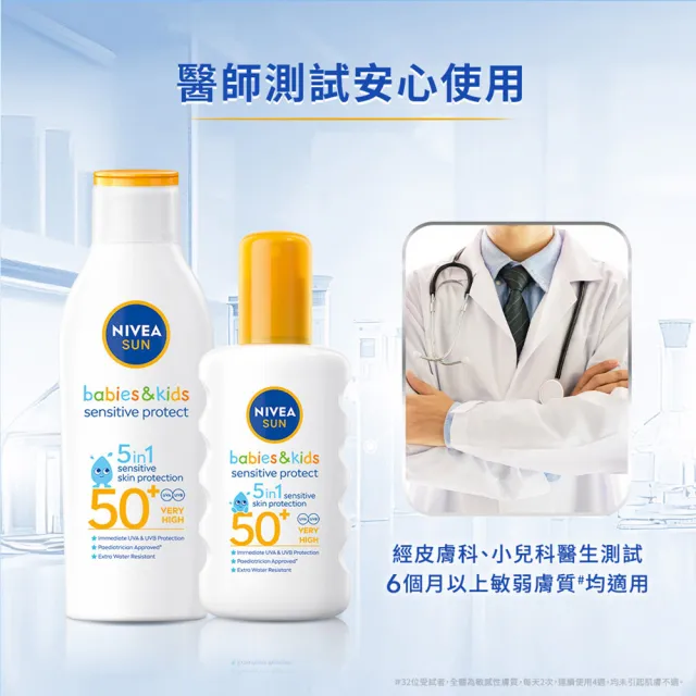 【NIVEA 妮維雅】專業級防曬乳/噴霧 SPF50 200mlx2入(敏弱益膚/兒童防曬)