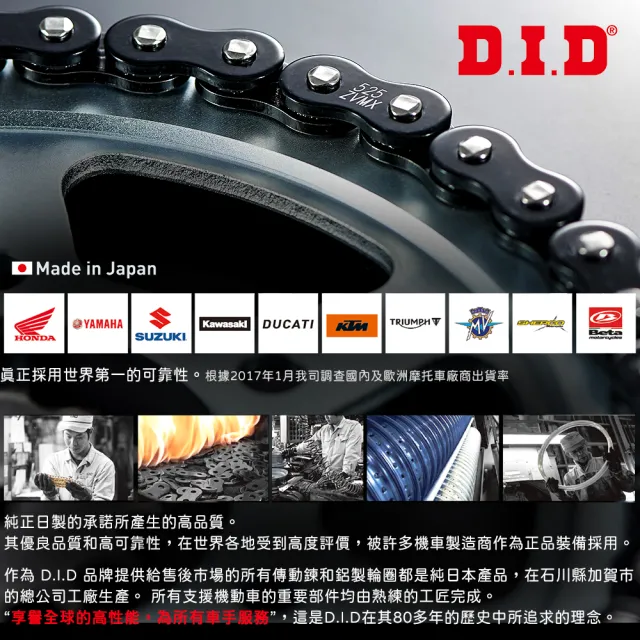【D.I.D】ZVM-X2 黑武士系列 專利X型油封 重機專用加厚鏈條(鍊條尺寸525 / 鏈目110節)