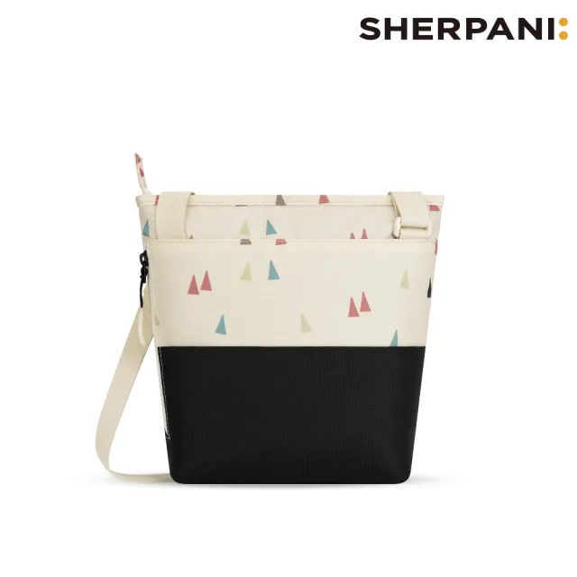 【Sherpani】雙11 RFID 防潑水多功能斜背包 26I Sadie 4L｜印花米-黑 (RFID屏蔽 撥水 附零錢包)