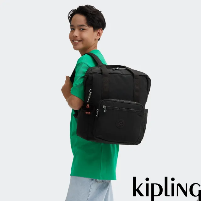 【KIPLING】極簡耀黑機能手提後背包-BUDDY 女包