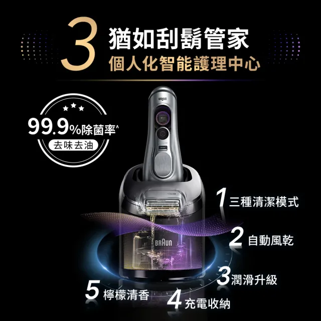【BRAUN 百靈】旗艦9系PRO+電動刮鬍刀/電鬍刀 附收納盒+智慧清潔充電座☆(9660cc)