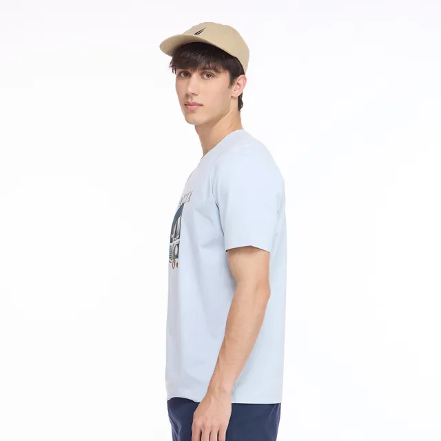 【NAUTICA】官方旗艦 男裝 涼感抑菌學院航海風短袖T恤-淺藍色