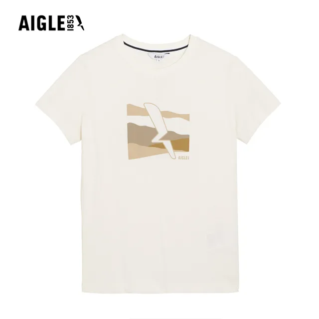 【AIGLE】女 快乾抗菌短袖T恤｜AG-5A255A131 米白(女 T恤 短袖上衣 抗菌抑臭 吸濕快乾 有機棉)