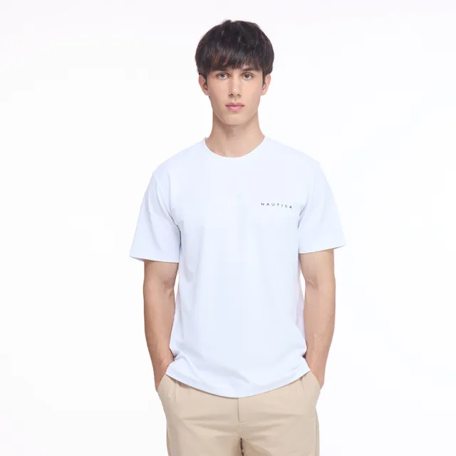 【NAUTICA】Nautica 官方旗艦 男裝 蠶絲極簡時尚品牌LOGO短袖T恤(白色)