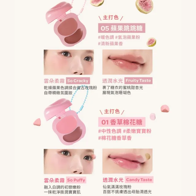 【i’m meme】我愛澎澎頰心唇頰糖2入組(5色任選)  唇彩/腮紅/水光柔霧/吊飾