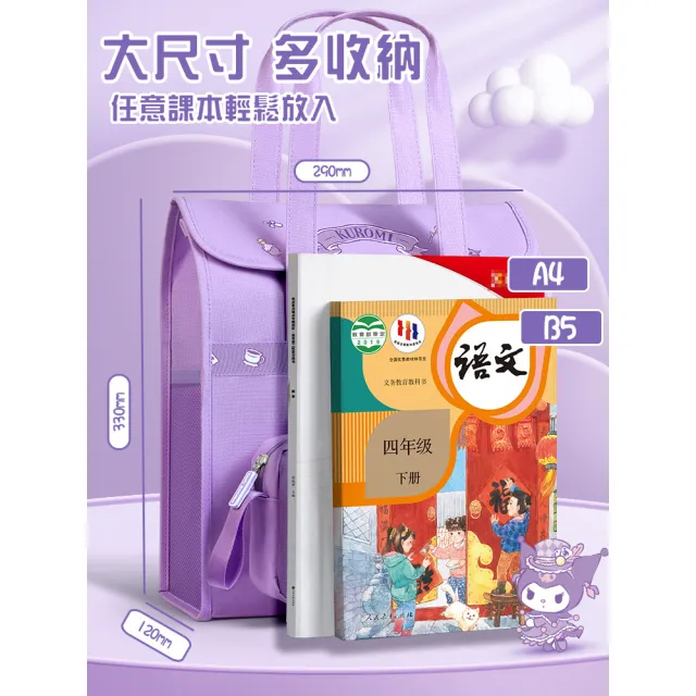 【SANRIO 三麗鷗】附可拆式筆袋直式多隔層加厚內襯手提袋補習袋(平輸品)