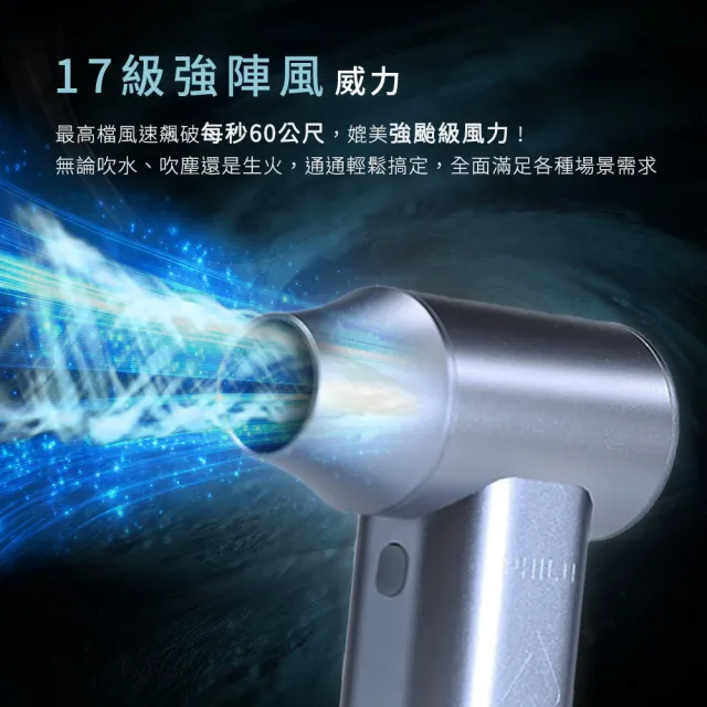 【Philo 飛樂】PF50Pro 10000mAh 鋁合金無刷 渦輪暴力風槍(吹水機/強風機/吹落葉/吹塵/暴風機）
