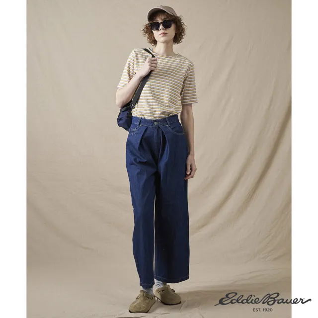 【Eddie Bauer】JAPAN EDITION 女性打摺寬版牛仔褲 深藍 E-5JNA-1809