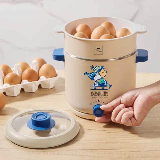 【CorelleBrands 康寧餐具】WORLD KITCHEN SEKA 雙耳雙享蒸煮鍋1.5L-SNOOPY(多款任選)