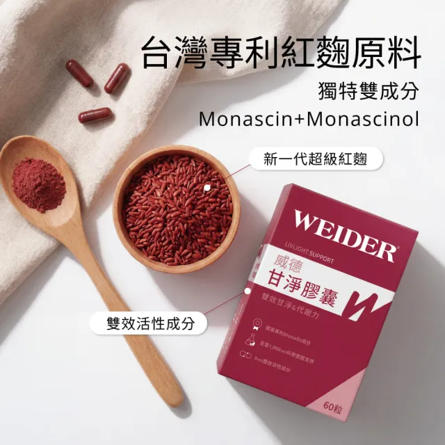 【WEIDER 威德】甘淨膠囊 60顆/盒 代謝保養 Monafit 紅麴