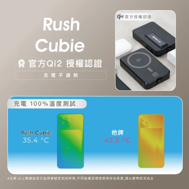 【WEILIFE】Rush Cubie Qi2 10000mAh 15W磁吸無線充行動電源(MagSafe/自帶線/隱藏式支架/可上飛機)