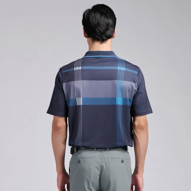 【Emilio Valentino 范倫鐵諾】男上衣 短袖POLO衫 吸濕排汗印花 口袋POLO 台灣製_藍(66-6V0118)