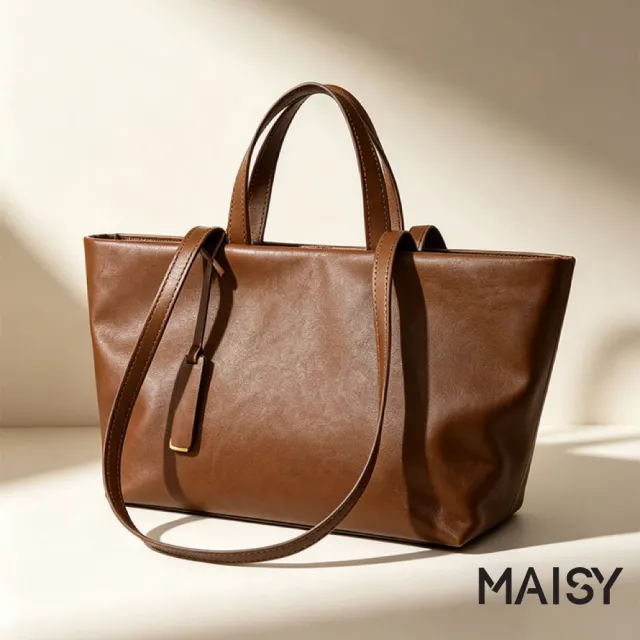 【MAISY】復古時尚啞光大容量質感單肩包 手提包 腋下包(酒紅色 / 椰棕色 / 黑色)