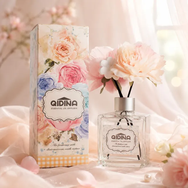 【QIDINA】2入 花香盛開珪藻土室內香氛擴香瓶 200ml(精油 擴香 香氛 香水 珪藻土 擴香瓶 芳香 薰衣草)