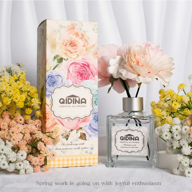 【QIDINA】2入 花香盛開珪藻土室內香氛擴香瓶 200ml(精油 擴香 香氛 香水 珪藻土 擴香瓶 芳香 薰衣草)