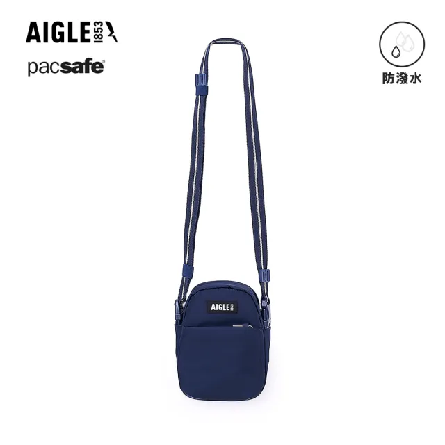 【AIGLE】防潑防盜兩用小包 1.1L｜AG-5AB06A057 深藍 (PACSAFE 小包 防水包 斜背包 防盜包 防潑