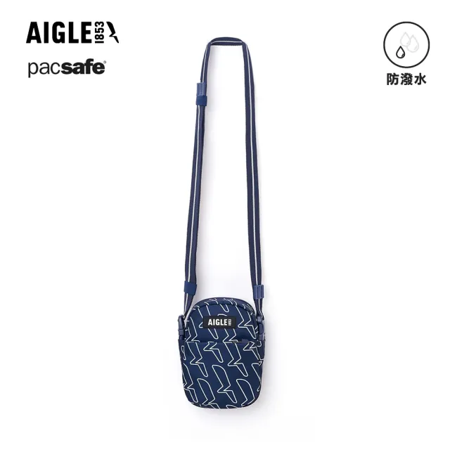 【AIGLE】防潑防盜印花兩用小包 1.1L|AG-5AB05A055 印花藍(PACSAFE 小包 防水包 斜背包 防盜包 防潑