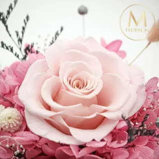 【Floral M】夏日浪漫粉色微醺永生花禮贈香氛油(乾燥花/永生花/情人節花禮/生日禮物/開幕花禮/居家擺飾)