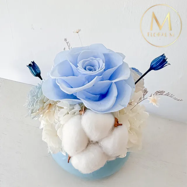 【Floral M】法式海洋之心永生花禮贈香氛油(乾燥花/永生花/情人節花禮/生日禮物/開幕花禮/居家擺飾)