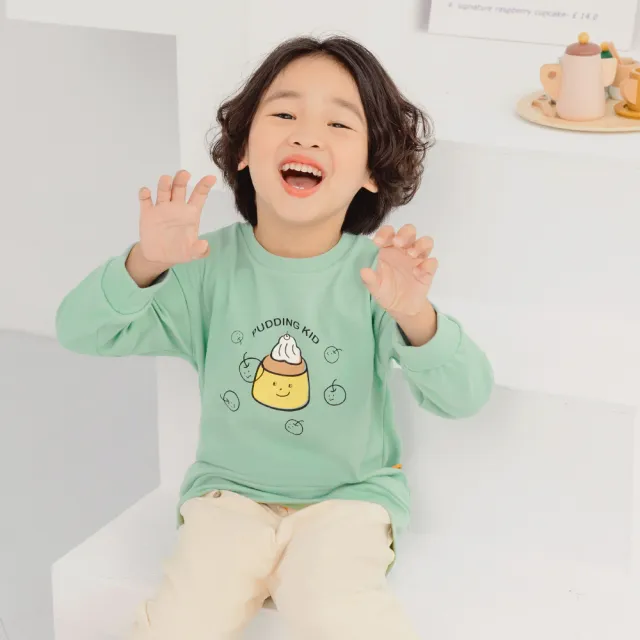 【OB 嚴選】咖啡廳家族棉質機能快乾布丁小子吐司男孩長袖上衣童裝 《QA1572》