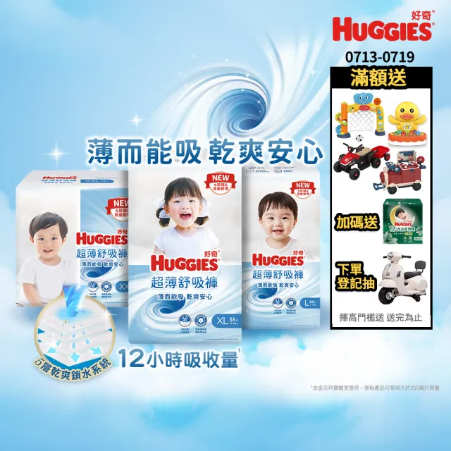 【HUGGIES 好奇】超薄舒吸褲/褲型尿布/褲型紙尿褲 L-XXL(紙尿褲/尿布/箱)