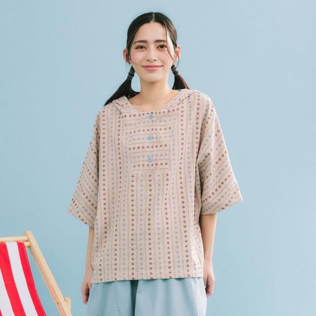 【Dailo】緹花寬版連帽上衣 黑 杏 咖 駝(魅力商品)