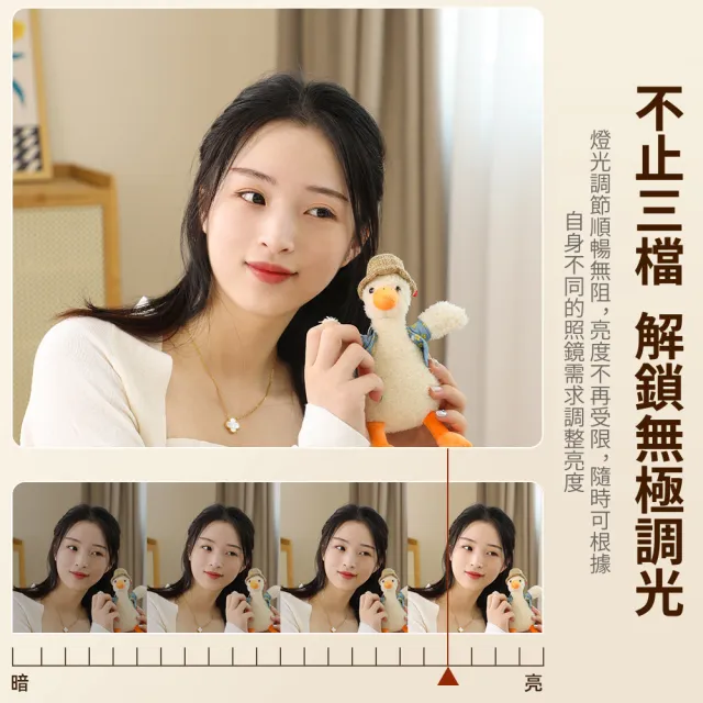 [厝景之隅]LED梳妝鏡 化妝鏡 三色調光大圓鏡 立鏡 美妝鏡(鏡子 智能日光化妝鏡 充電款)