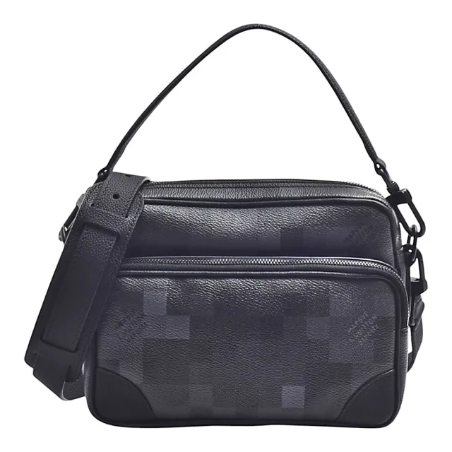 【Louis Vuitton 路易威登】M14988經典Nil Messenger系列Damoflage Black塗層帆布郵差包(黑灰)