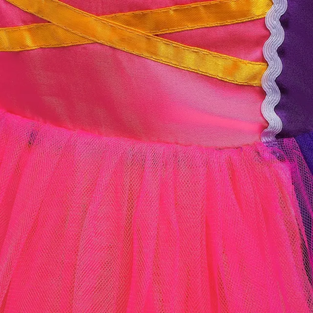 【橘魔法】紫桃紅拚色小包袖公主服 女童 兒童 童裝 萬聖節服裝 篷篷紗裙 造型服 角色扮演 洋裝 連身裙