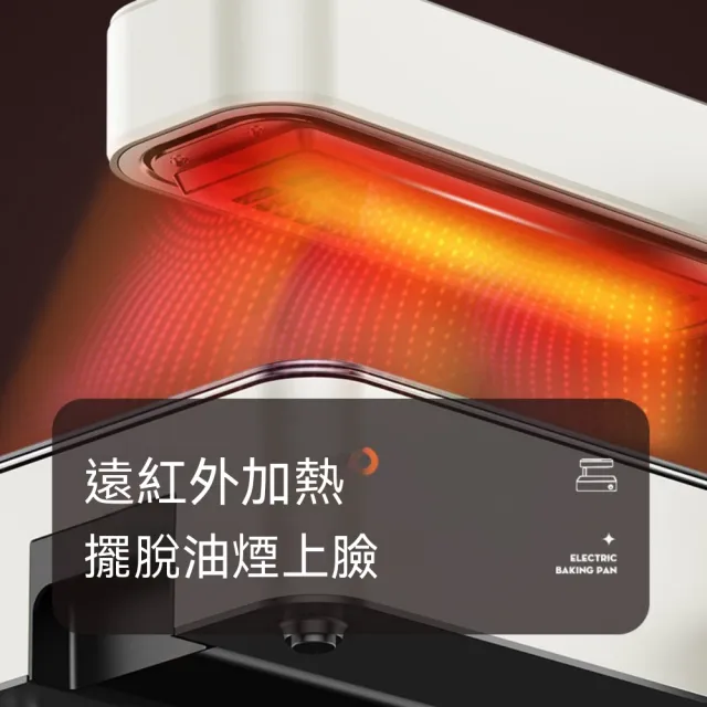 嶼川 烤肉機 無煙電烤盤 烤燒烤爐 煎烤兩用機 上掀遠紅外頂烤 底部不粘煎烤盤（110V）