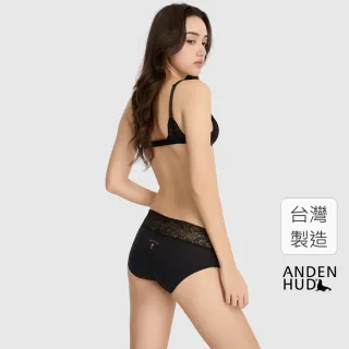 【Anden Hud】Dream Wedding．V蕾絲中腰三角內褲(黑-幸福玫瑰)