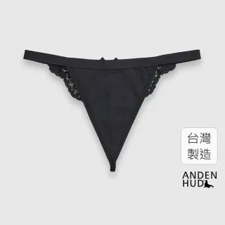 【Anden Hud】Bouquet．後訂製蕾絲緊帶丁字褲(黑-水鑽蝴蝶結)