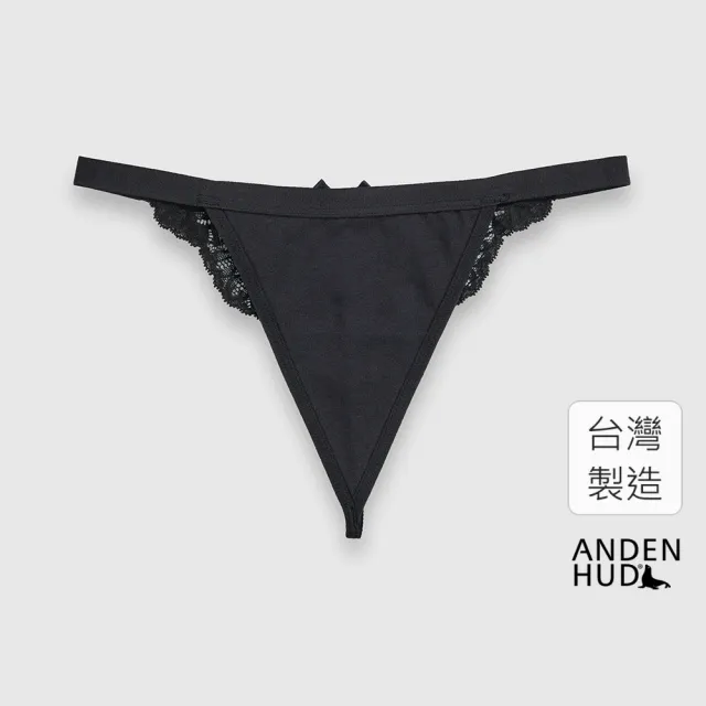 【Anden Hud】Bouquet．後訂製蕾絲緊帶丁字褲(黑-水鑽蝴蝶結)