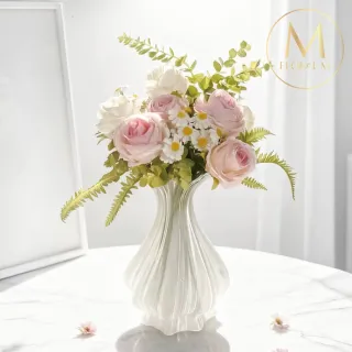 【Floral M】法式波西塔塔珠光花瓶(花瓶/插花/玻璃瓶/花器/花盆/陶瓷花瓶/桌面擺飾/居家裝飾)