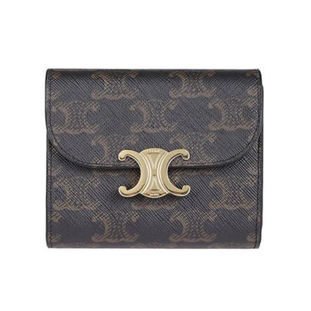 【CELINE】CUIR TRIOMPHE 凱旋門標誌 老花 素色 撞色 皮夾 錢包 三折短夾(10D/10L/10K)