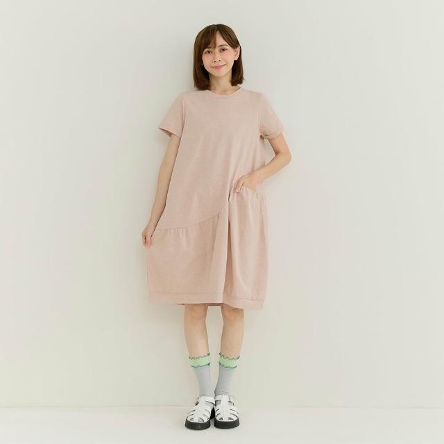 【a la sha】圓弧剪接抽皺洋裝