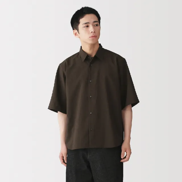 【MUJI 無印良品】男透氣五分袖襯衫(墨灰/深藍/深棕)
