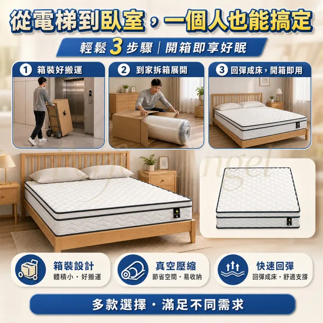 【Perfect angel】升級加厚標準單人太空記憶棉獨立筒床墊-3尺*6尺厚25CM（高彈海綿/防螨透氣/翻身不響）