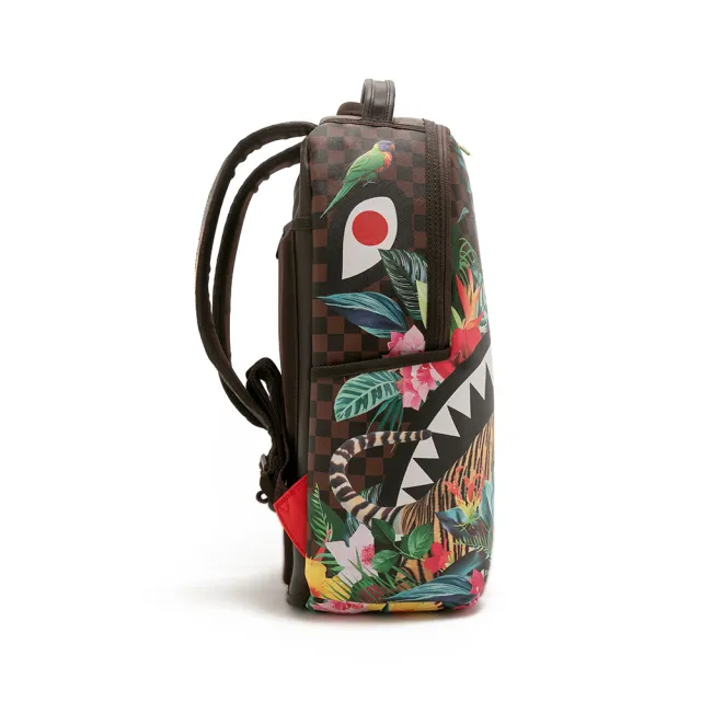 【SPRAYGROUND】熱帶花卉老虎印刷大容量後背包(咖色)