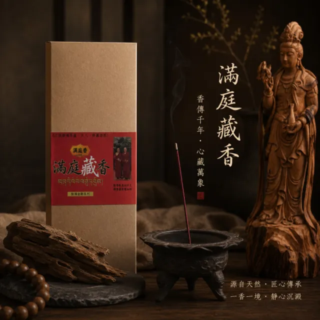 【MAN TING XIANG 滿庭香】香傳千年~藏香(七吋臥香)TI-52 每盒100公克 百種珍貴藥材 藏傳佛教