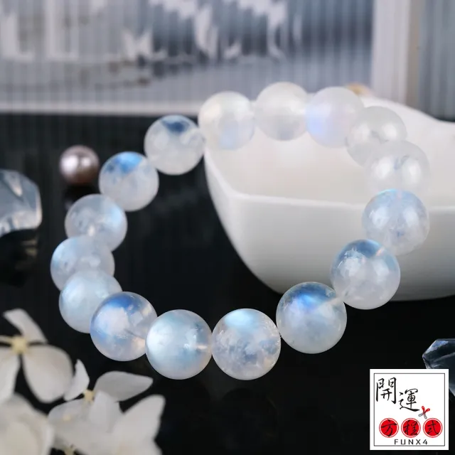 【開運方程式】斯里蘭卡月光石手珠12mm(湛藍等級月光石水晶)